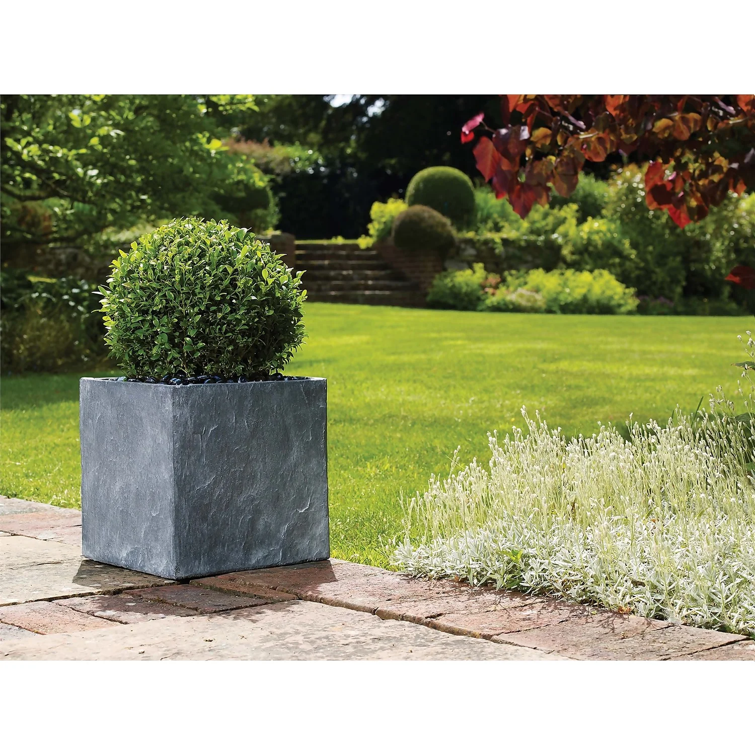 Slate Cube Pot - 37cm 2 Slate Cube Pot - 37cm - Image 2