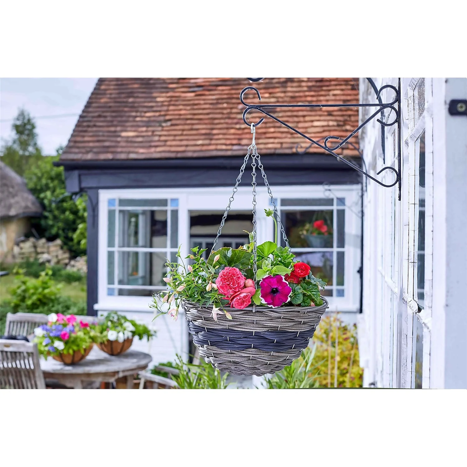 Firenze Faux Rattan Hanging Basket - 14 Inch 1 Firenze Faux Rattan Hanging Basket - 14 Inch