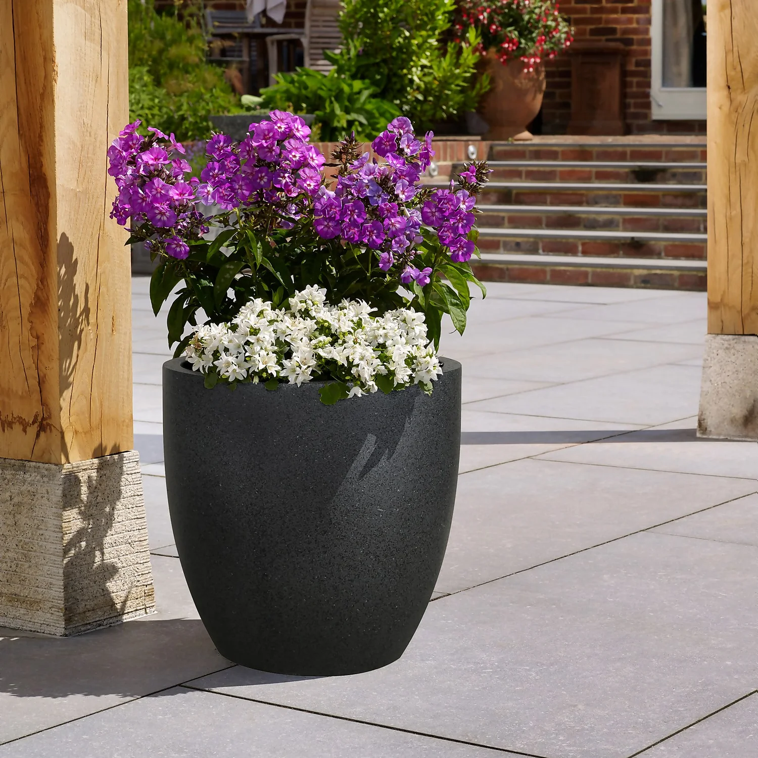 Sierra Black Egg Garden Pot - 25cm 2 Sierra Black Egg Garden Pot - 25cm - Image 2