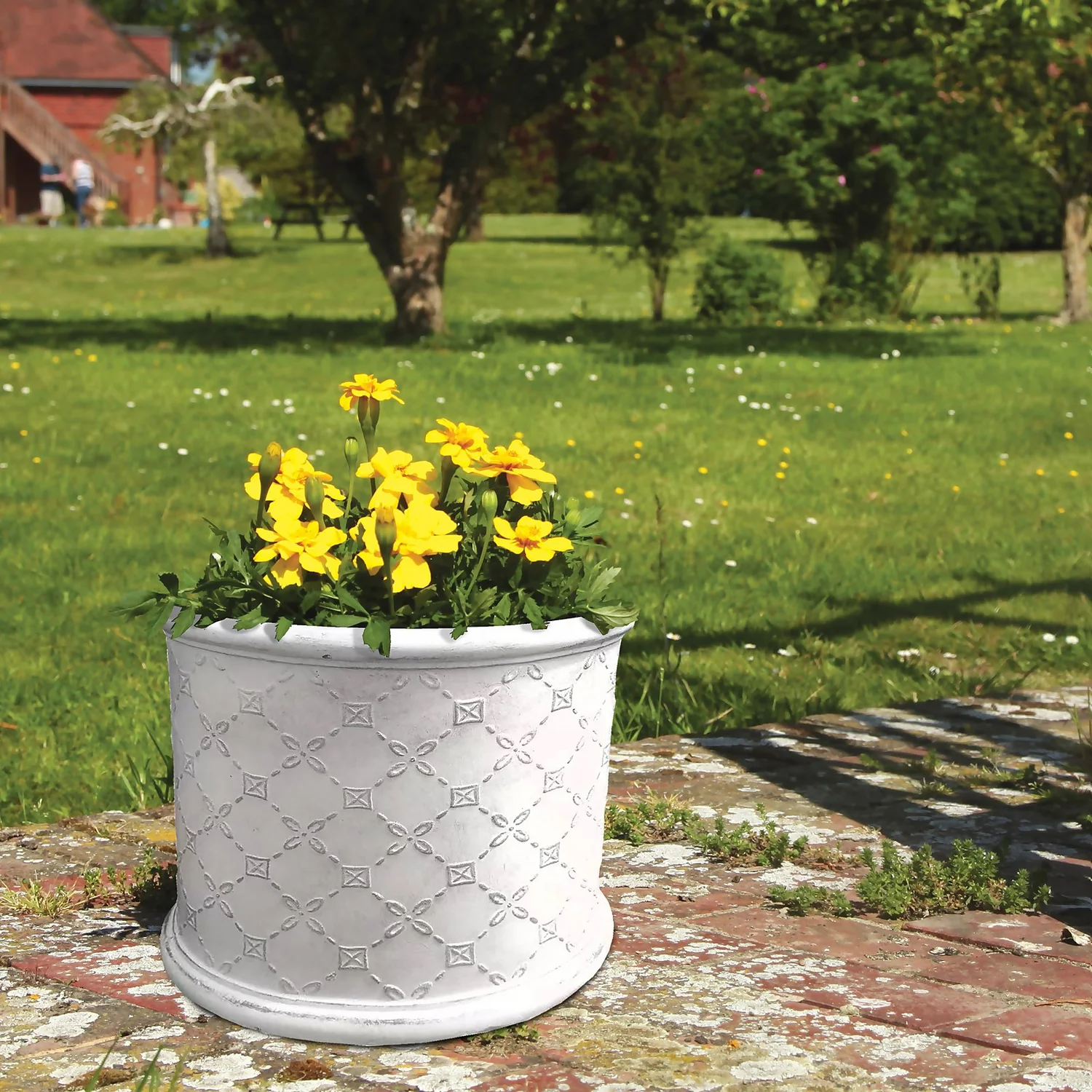 Mayfair Antique White Cylinder Plant Pot - 38cm 2 Mayfair Antique White Cylinder Plant Pot - 38cm - Image 2