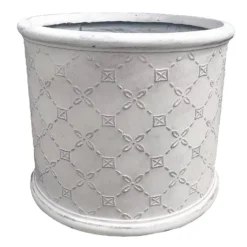 Mayfair Antique White Cylinder Plant Pot - 38cm