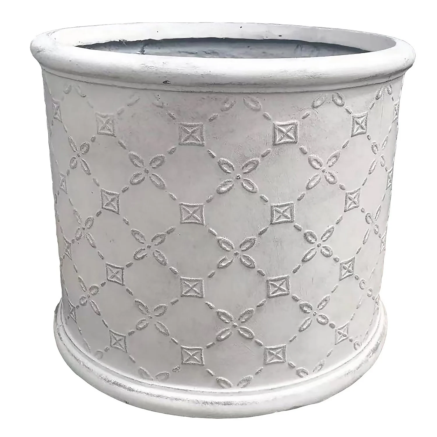 Mayfair Antique White Cylinder Plant Pot - 38cm 1 Mayfair Antique White Cylinder Plant Pot - 38cm