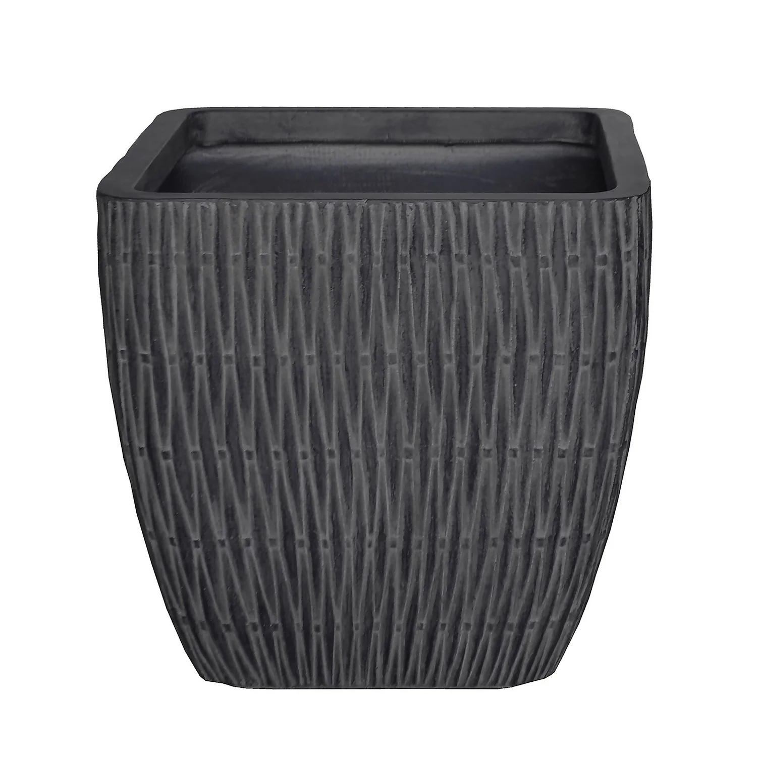 House Beautiful Roma Weave Charcoal Square Pot - 31cm 1 House Beautiful Roma Weave Charcoal Square Pot - 31cm