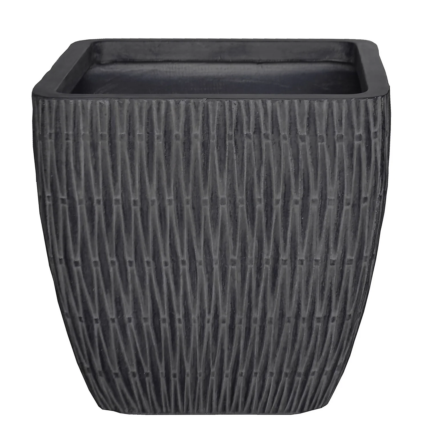 House Beautiful Roma Weave Charcoal Square Pot - 44cm 1 House Beautiful Roma Weave Charcoal Square Pot - 44cm