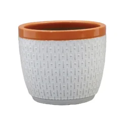 House Beautiful 2 Tone Orange Rim Egg Pot - 25cm