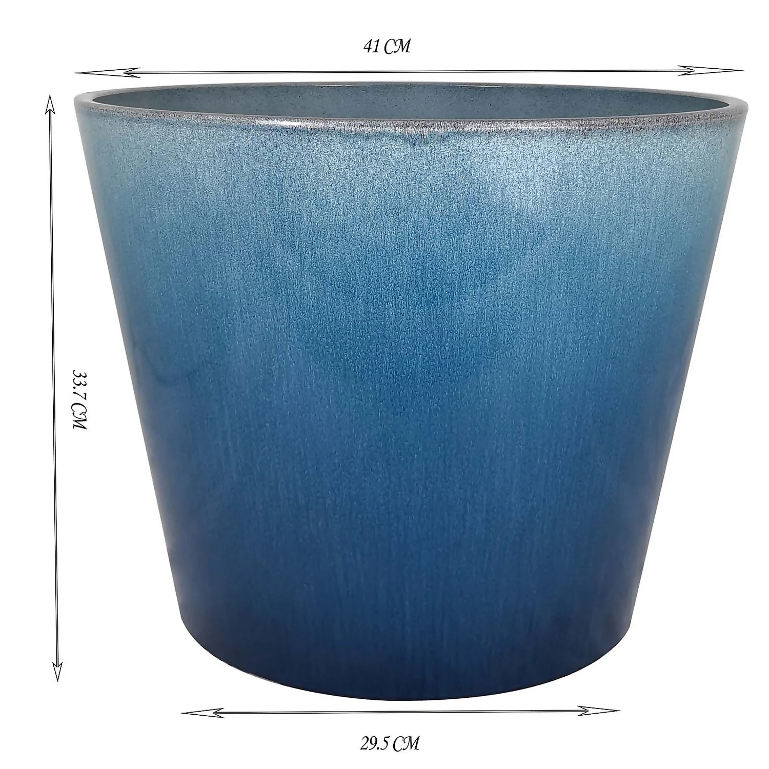 Glazed Finish Blue Planter - 40cm 2 Glazed Finish Blue Planter - 40cm - Image 2