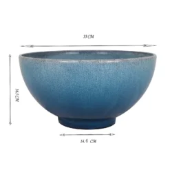 Glazed Finish Blue Bowl Planter - 32.5cm -Flowerpot Specialty Store 13190814 1004909731360765
