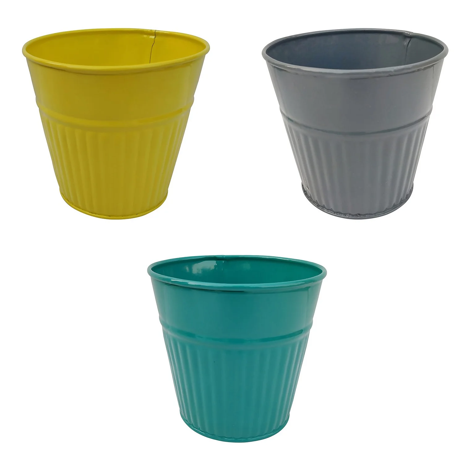 Ribbed Planter (3 Colour Mix) - 18cm 1 Ribbed Planter (3 Colour Mix) - 18cm