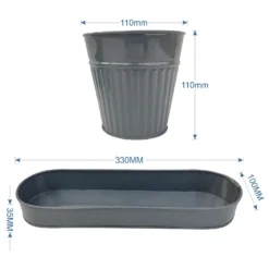 Zinc Ribbed Herb Pots & Tray -Flowerpot Specialty Store 13193962 1504933502751699