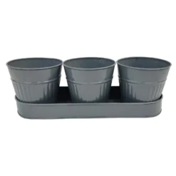 Zinc Ribbed Herb Pots & Tray -Flowerpot Specialty Store 13193962 4194933502656404