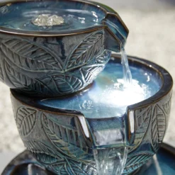 Stylish Fountain Fossil Leaf Water Feature With LEDs -Flowerpot Specialty Store 13846049 1054962028345905