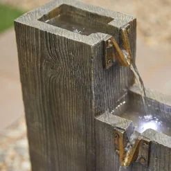 Stylish Fountain Coastal Sleepers Water Feature With LEDs -Flowerpot Specialty Store 13846058 6494962027548508