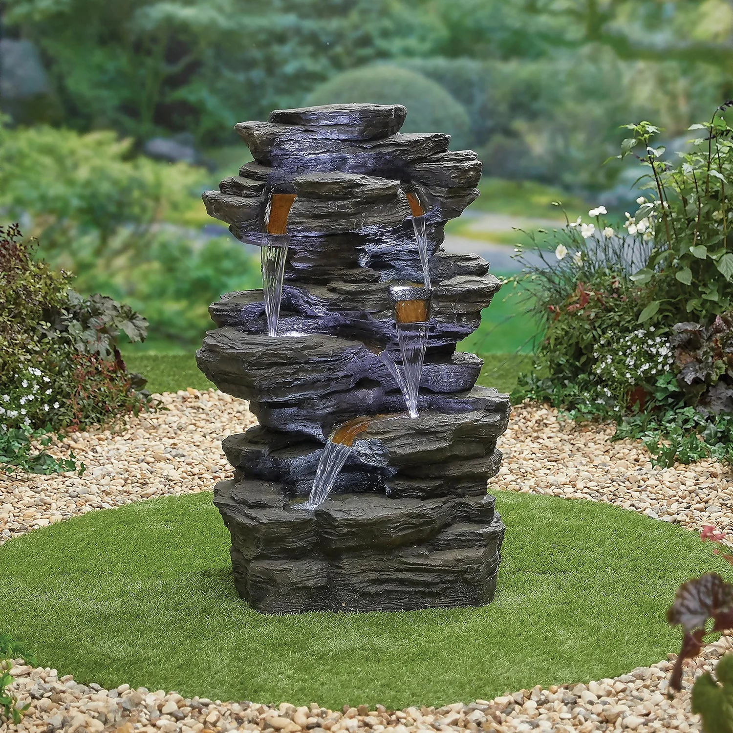 Stylish Fountain Hinoki Springs Water Feature With LEDs 2 Stylish Fountain Hinoki Springs Water Feature With LEDs - Image 2