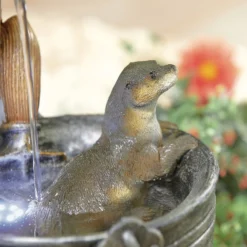 Stylish Fountain Playful Otters Water Feature With LEDs -Flowerpot Specialty Store 13846072 1744962027851034