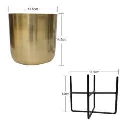 Brass Indoor Plant Pot With Cross Stand - 13.5cm -Flowerpot Specialty Store 13887188 1104999809670185