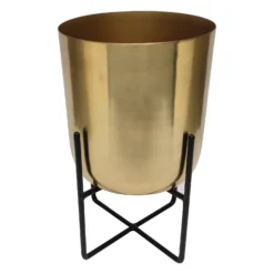 Brass Indoor Plant Pot With Cross Stand - 13.5cm