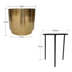 Brass Indoor Plant Pot With Straight Stand - 14cm -Flowerpot Specialty Store 13887189 3074999809676395