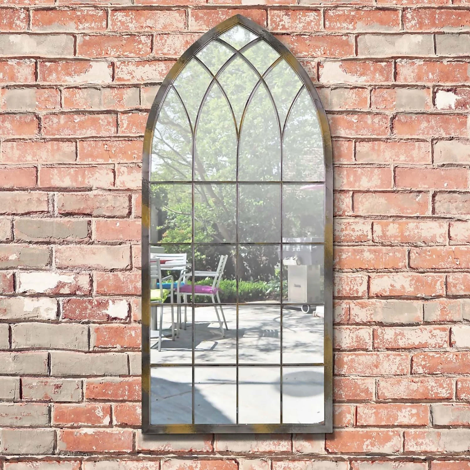 MirrorOutlet Rose Garden Rustic Arch Metal Garden Mirror- 115x50cm 4 MirrorOutlet Rose Garden Rustic Arch Metal Garden Mirror- 115x50cm - Image 4