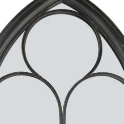 MirrorOutlet Black Somerley Chapel Arch Metal Garden Mirror - 112x61cm -Flowerpot Specialty Store 13950556 1394987139719047