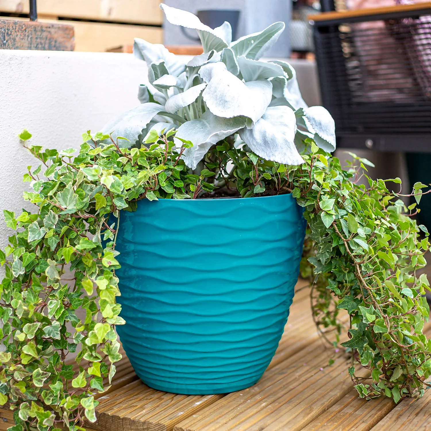 Wave Pot Teal - 33cm 2 Wave Pot Teal - 33cm - Image 2