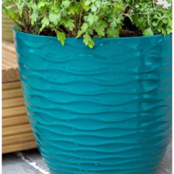 Wave Pot Teal - 33cm 7 Wave Pot Teal - 33cm -Flowerpot Specialty Store 13973618 1505011239754191