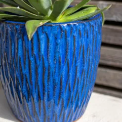 Chiswick Textured Pot Blue - 24cm 9 Chiswick Textured Pot Blue - 24cm -Flowerpot Specialty Store 13973625 4835011238348238