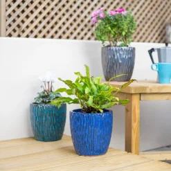 Chiswick Textured Pot Blue - 18cm -Flowerpot Specialty Store 13973626 4685011238594907