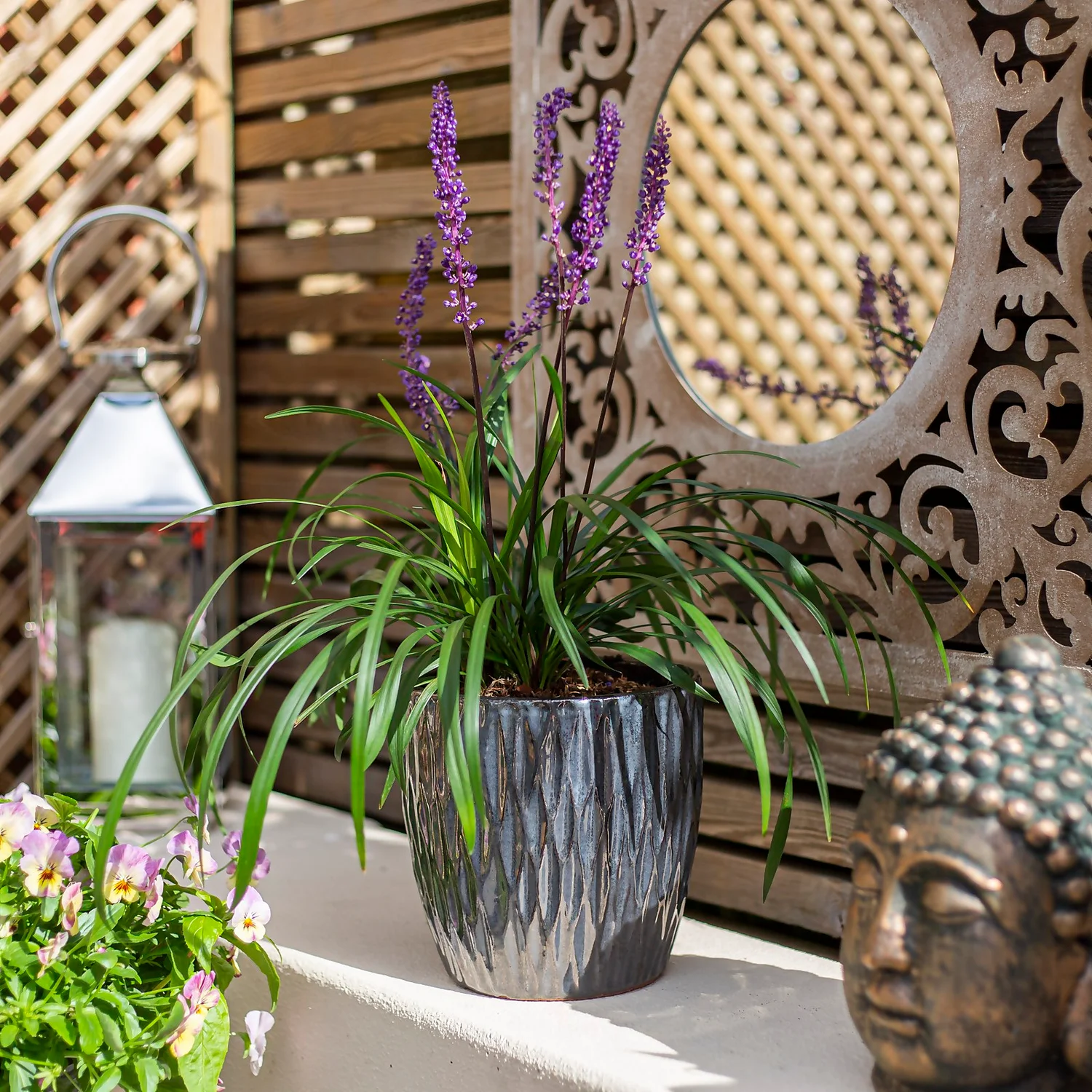 Chiswick Textured Pot Black - 32cm 2 Chiswick Textured Pot Black - 32cm - Image 2