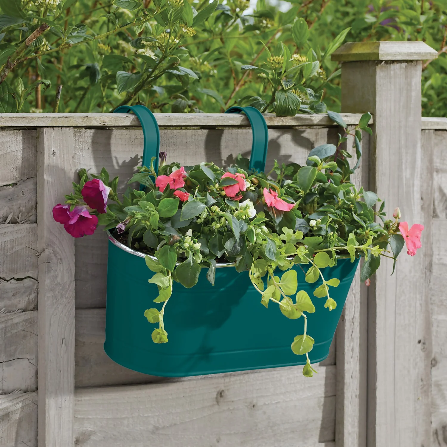 12in Fence And Balcony Hanging Planter - Blue 2 12in Fence And Balcony Hanging Planter - Blue - Image 2