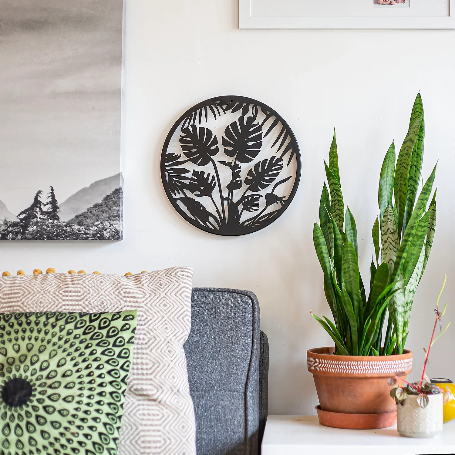 Jungle Leaf Garden Wall Art 35cm - Black 2 Jungle Leaf Garden Wall Art 35cm - Black - Image 2