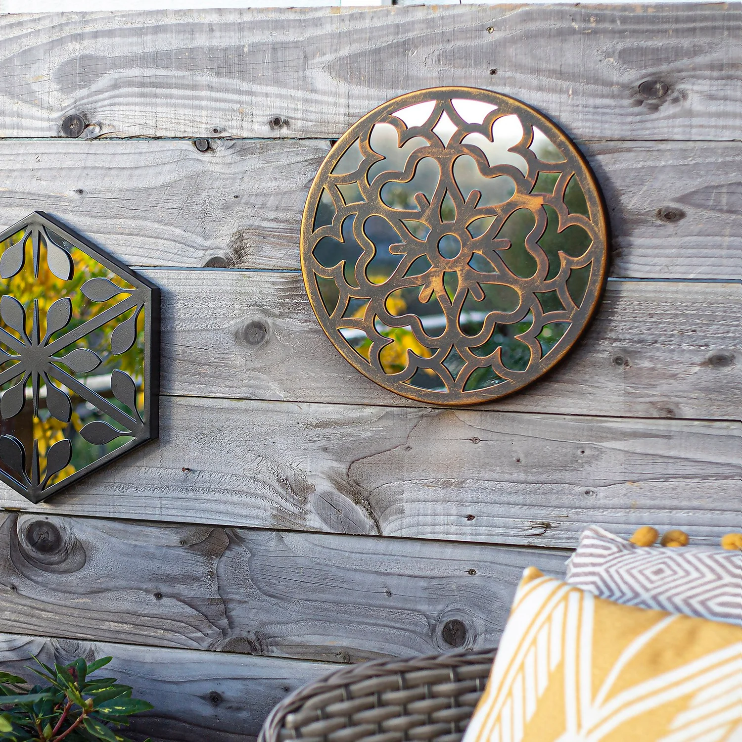 Round Laser Cut Outdoor Mirror 35cm - Bronze 4 Round Laser Cut Outdoor Mirror 35cm - Bronze - Image 4