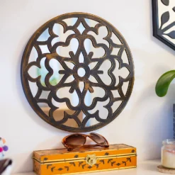 Round Laser Cut Outdoor Mirror 35cm - Bronze 8 Round Laser Cut Outdoor Mirror 35cm - Bronze -Flowerpot Specialty Store 13981008 8645005835380560