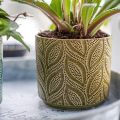 Crackle Leaf Indoor Plant Pot - 12cm -Flowerpot Specialty Store 14197410 1355024191440648