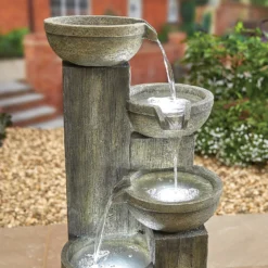 Stylish Fountain Ash Columns Water Feature With LEDs -Flowerpot Specialty Store 14519359 4105047822611828